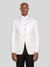 Ivory Diamond-Texture Satin Shawl-Collar Tuxedo Jacket - cover