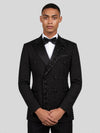 Onyx Jet Half-Bead Diagonal Peak-Lapel Double-Breasted Tuxedo Jacket 02