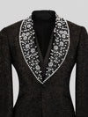 Onyx Silver Pearl-Floral Shawl-Collar Tuxedo Jacket 08