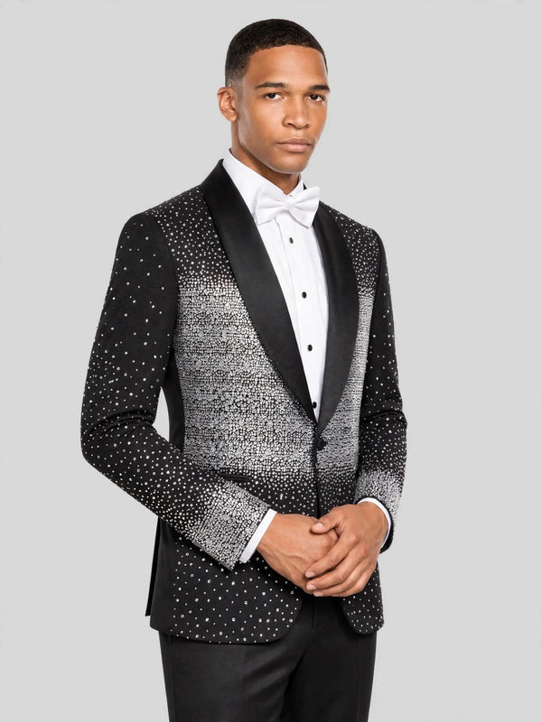 Onyx Silver Crystal Gradient Peak-Lapel Tuxedo Jacket 03