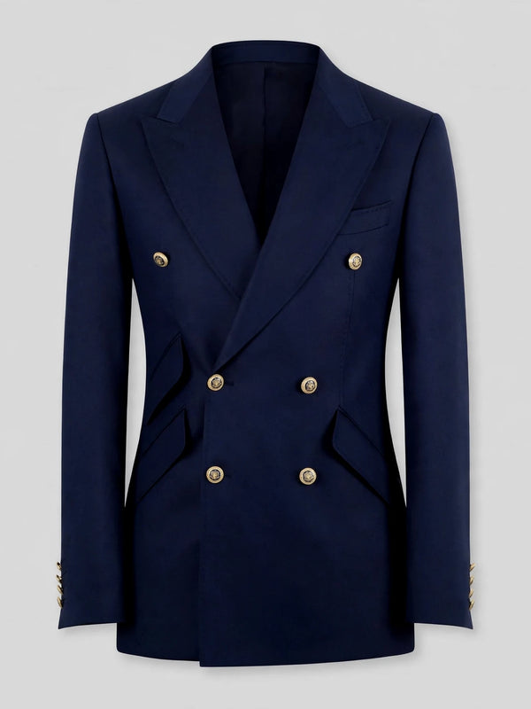 Royal Navy Gold-Button Slant-Flap Peak-Lapel Double-Breasted Suit Jacket 07