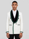 Ivory Emerald Crystal-Trim Black Shawl-Collar Double-Breasted Tuxedo Jacket 01