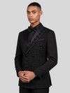 Onyx Jet Half-Bead Diagonal Peak-Lapel Double-Breasted Tuxedo Jacket 06