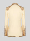 Cream Champagne Mirror-Stud Cascade Peak-Lapel Double-Breasted Tuxedo Jacket 09