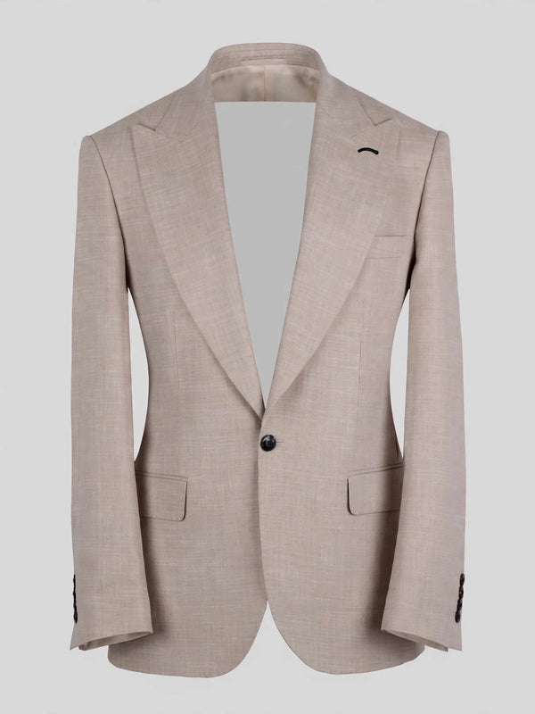Oatmeal Single-Button Peak-Lapel Suit Jacket 07