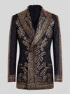 Onyx Gold Fern Crystal Peak-Lapel Double-Breasted Tuxedo Jacket 07