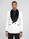 Ivory Black Velvet Shawl-Collar Double-Breasted Tuxedo Jacket 04