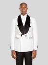 Ivory Black Velvet Shawl-Collar Double-Breasted Tuxedo Jacket - cover