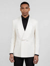 Ivory Textured Satin Shawl-Collar Double-Breasted Tuxedo Jacket 04