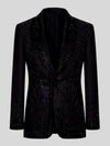 Onyx Jet Beaded Floral-Scroll Shawl-Collar Tuxedo Jacket 07
