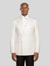 Cream Satin-Faced Peak-Lapel Six-Button Double-Breasted Tuxedo Jacket - cover