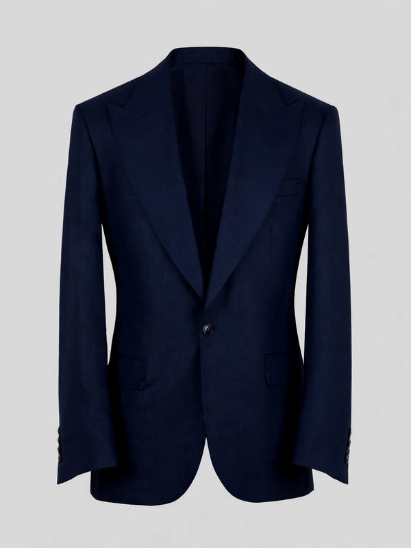 Midnight Navy Single-Button Peak-Lapel Suit Jacket 07