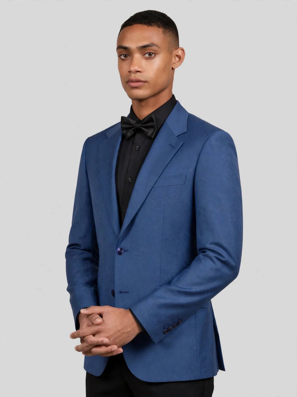 Steel Blue Two-Button Notch-Lapel Suit Jacket 06