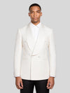 Ivory Textured Satin Shawl-Collar Double-Breasted Tuxedo Jacket 01