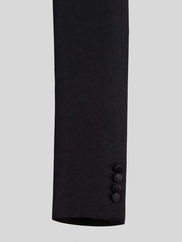 Onyx Smooth Pick-Stitch Jetted-Pocket Peak-Lapel Tuxedo Jacket 10