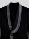 Onyx Silver Crystal-Grid Shawl-Collar Double-Breasted Tuxedo Jacket 08