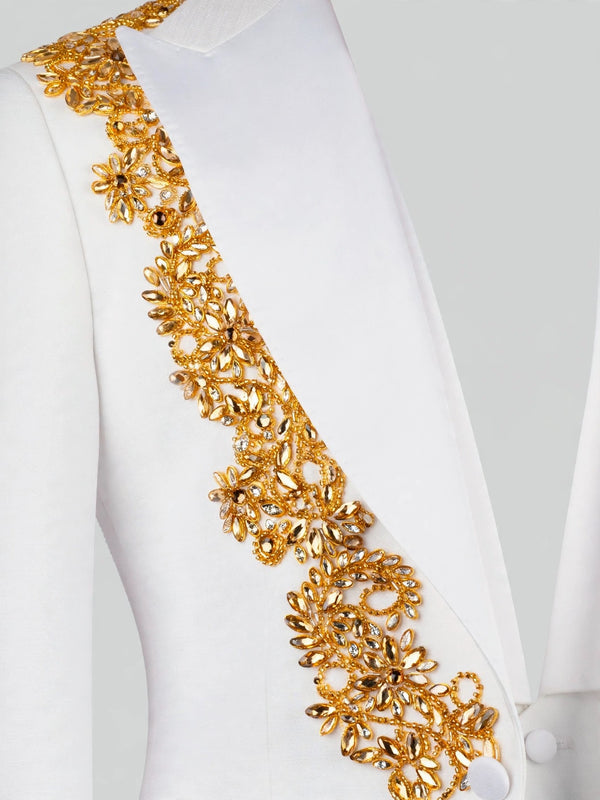 Ivory Gold Crystal Tuxedo Jacket 08