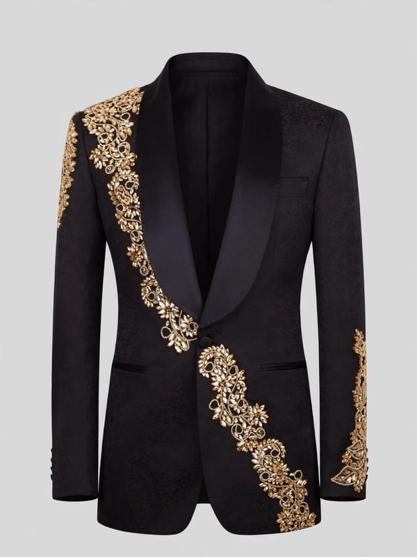 Onyx Gold Shawl-Collar Tuxedo Jacket 07