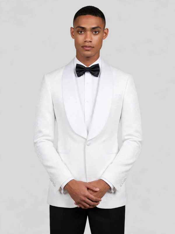 Ivory Jacquard Jetted-Pocket Satin Shawl-Collar Tuxedo Jacket 02