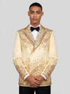 Cream Champagne Mirror-Stud Cascade Peak-Lapel Double-Breasted Tuxedo Jacket 02