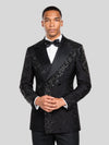 Onyx Silver Jet Diagonal Peak-Lapel Double-Breasted Tuxedo Jacket 02
