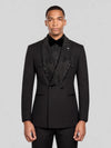 Onyx Jet Crystal-Mesh Shawl-Collar Double-Breasted Tuxedo Jacket 06