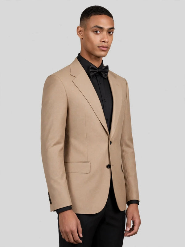 Camel Two-Button Notch-Lapel Suit Jacket 06