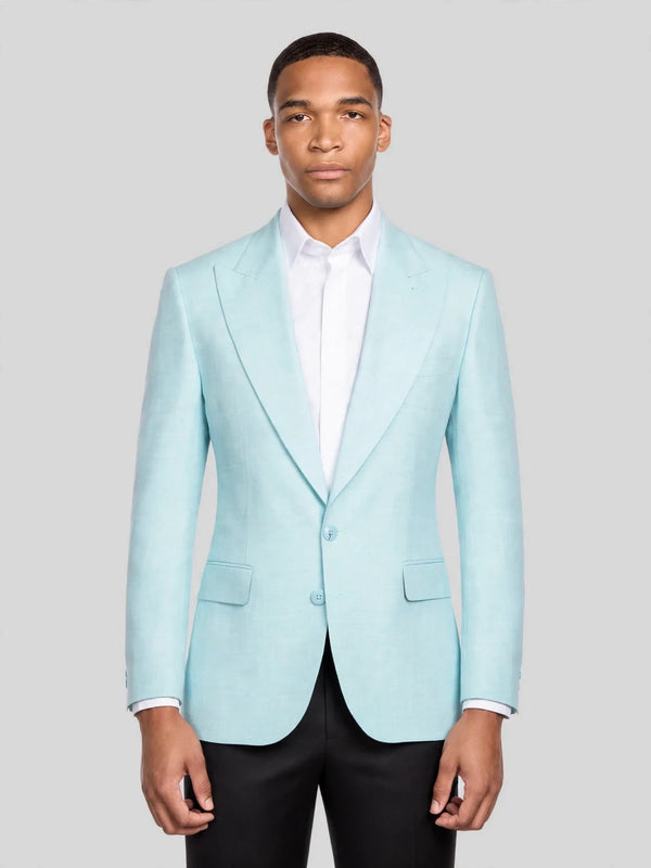 Aqua Two-Button Peak-Lapel Suit Jacket 01