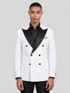 Snow White Black Satin Peak-Lapel Six-Button Double-Breasted Tuxedo Jacket 04