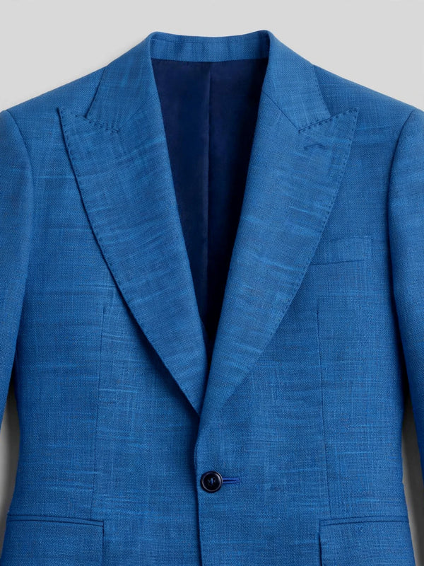 Azure Blue Single-Button Peak-Lapel Suit Jacket 08