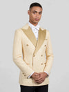 Champagne Paisley-Jacquard Gold Satin Peak-Lapel Six-Button Double-Breasted Tuxedo Jacket 03