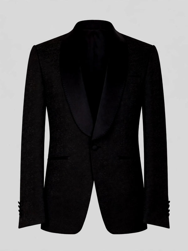Onyx Mottled Satin-Welt Shawl-Collar Tuxedo Jacket 07