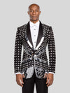 Onyx Silver Mirror-Mosaic Shawl-Collar Tuxedo Jacket - cover