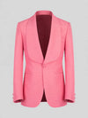 Coral Pink Diamond-Texture Shawl-Collar Tuxedo Jacket 07