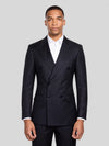 Onyx Pinstripe Six-Button Peak-Lapel Double-Breasted Suit Jacket 01