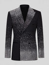 Onyx Silver Crystal-Dot Diagonal Peak-Lapel Double-Breasted Tuxedo Jacket 07