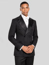 Onyx Black Houndstooth Satin Peak-Lapel Six-Button Double-Breasted Tuxedo Jacket 03