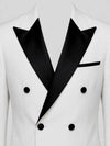 Snow White Black Satin Peak-Lapel Six-Button Double-Breasted Tuxedo Jacket 08