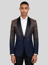 Midnight Gold Crystal Gradient Shawl-Collar Tuxedo Jacket 01