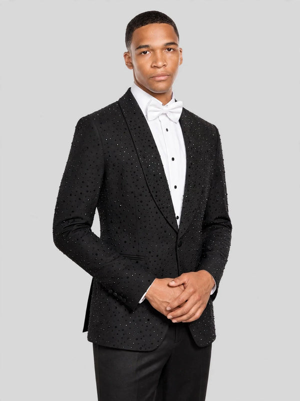 Onyx Jet Crystal-Dot Peak-Lapel Tuxedo Jacket 03