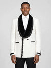 Ivory Jet-Leaf Velvet Shawl-Collar Double-Breasted Tuxedo Jacket - cover