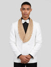 Ivory Amber Crystal-Mesh Shawl-Collar Double-Breasted Tuxedo Jacket 05