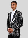 Onyx Silver Mirror-Mosaic Shawl-Collar Tuxedo Jacket 03