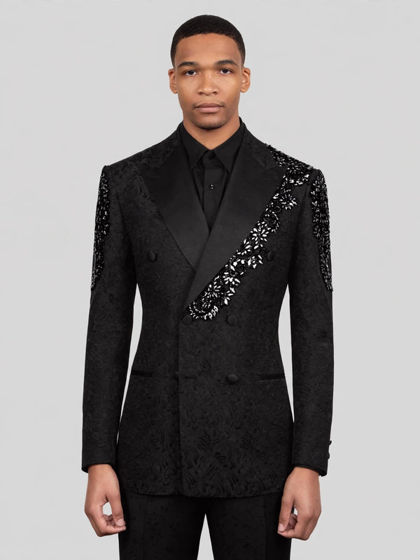 Onyx Crystal Double-Breasted Tuxedo Jacket 04