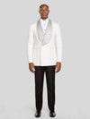 Ivory Silver Crystal-Mesh Shawl-Collar Double-Breasted Tuxedo Jacket - cover