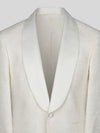 Ivory Textured Satin Shawl-Collar Tuxedo Jacket 08