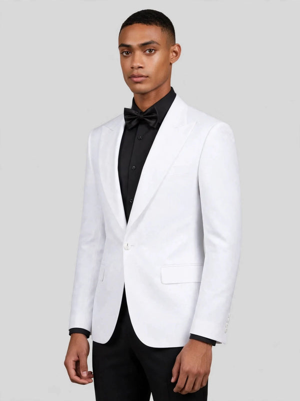 Snow White One-Button Peak-Lapel Suit Jacket 06