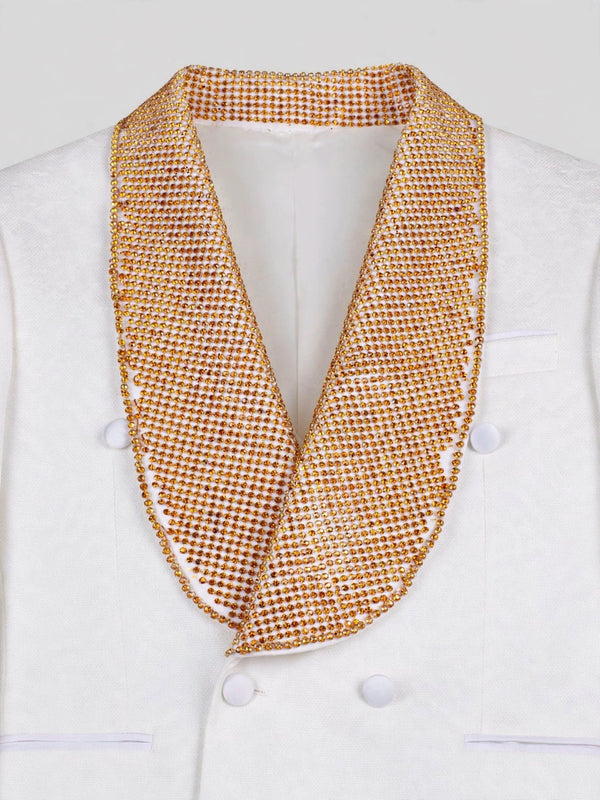 Ivory Amber Crystal-Mesh Shawl-Collar Double-Breasted Tuxedo Jacket 08