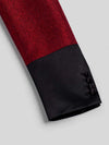 Crimson Shimmer Satin Shawl-Collar Sash-Belt Two-Button Double-Breasted Tuxedo Jacket 10