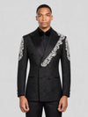 Onyx Silver Crystal Double-Breasted Tuxedo Jacket 06